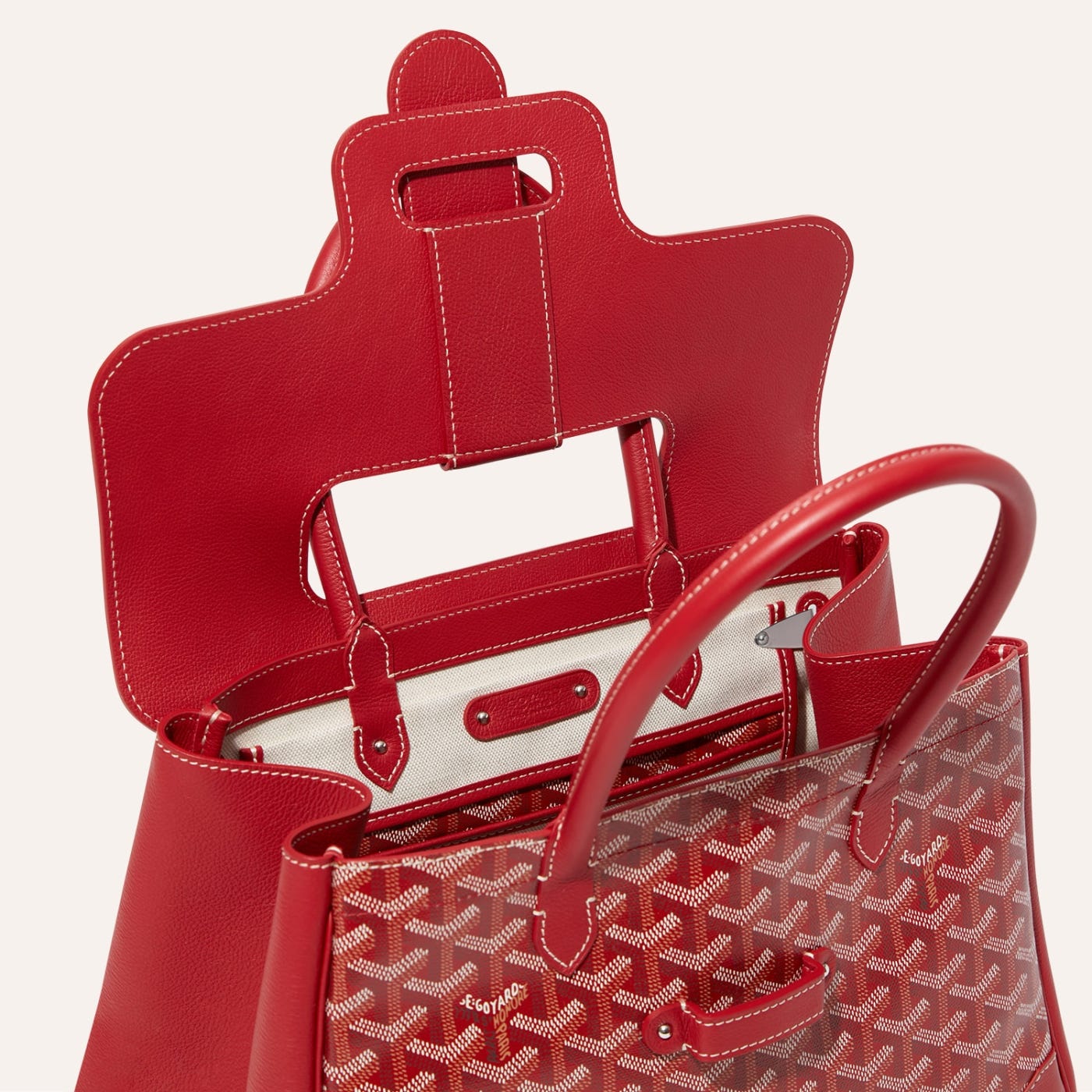 Goyard Saigon Tote Red Goyardine Canvas Palladium Hardware - Image 5